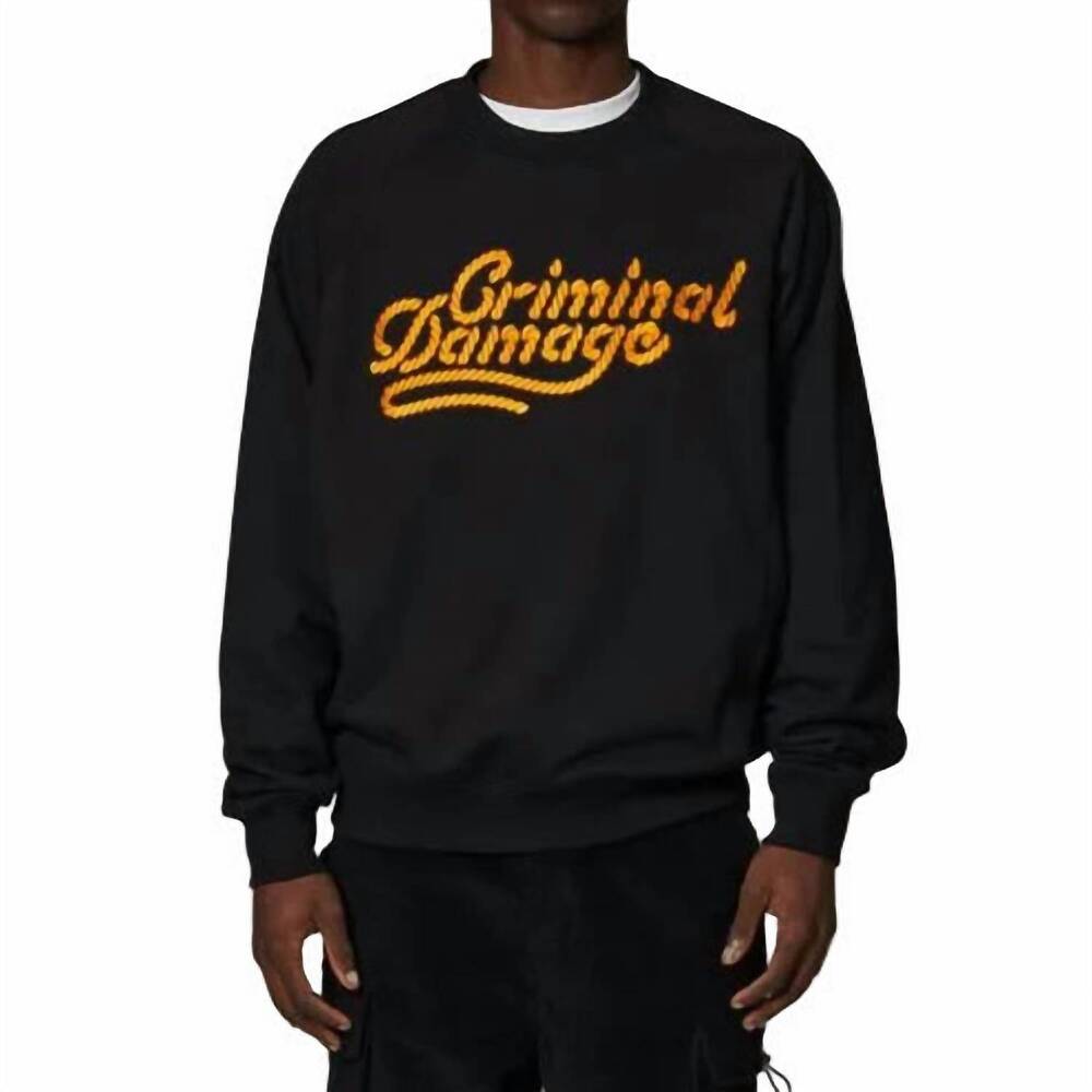 NEW CRIMINAL DAMAGE pullman long sleeve sweatshirt in black/mustard